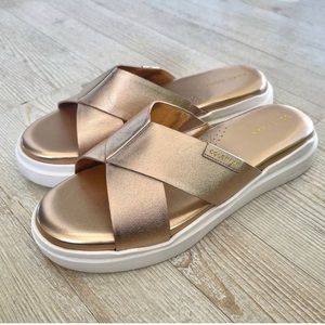 Cole Haan Grand 360 Metallic Leather Slide Sandals
